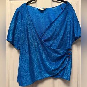Shimmer Blue Wrap Top